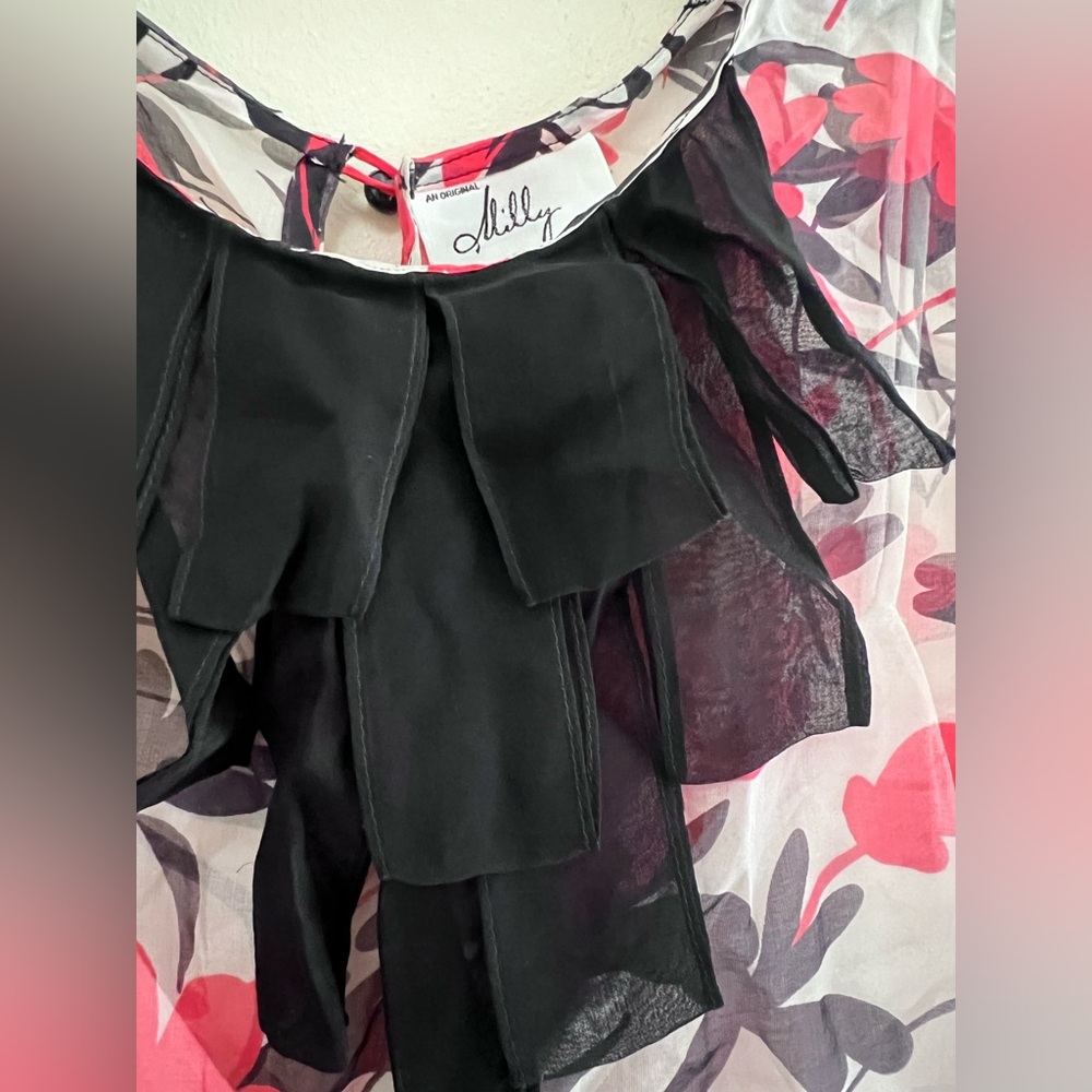 Milly Pink Floral Blouse with Black Bow NWT - Picture 4 of 8